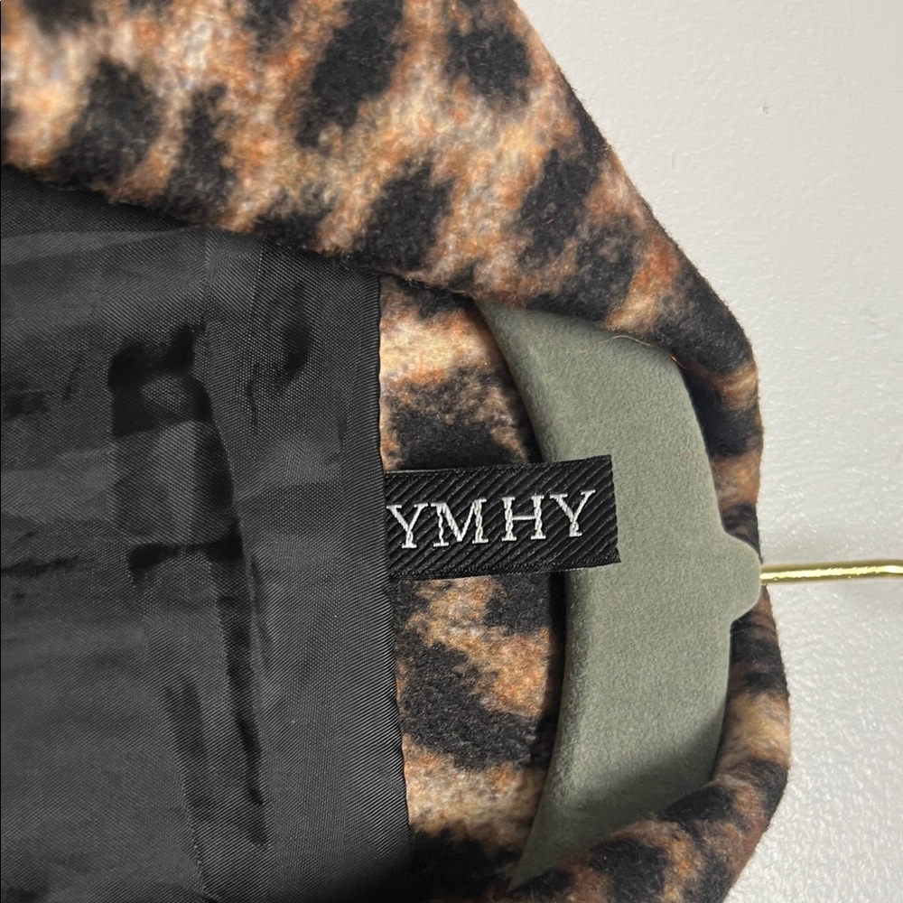 Vintage Leopard Animal Print Soft Double Breasted Long Blazer Coat Large - Picture 2 of 5